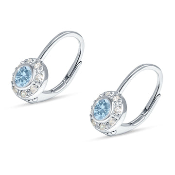 Leverback Round Hoop Earrings Simulated Aquamarine 925 Sterling Silver Wholesale